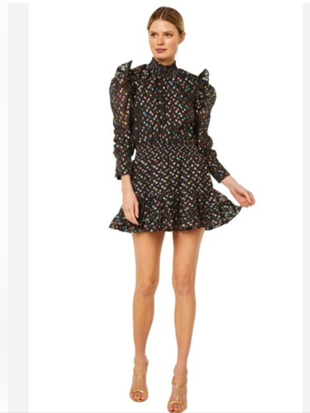 Misa Los Angeles Gianna Polka Dot Fit+Flare Mini Dress XS